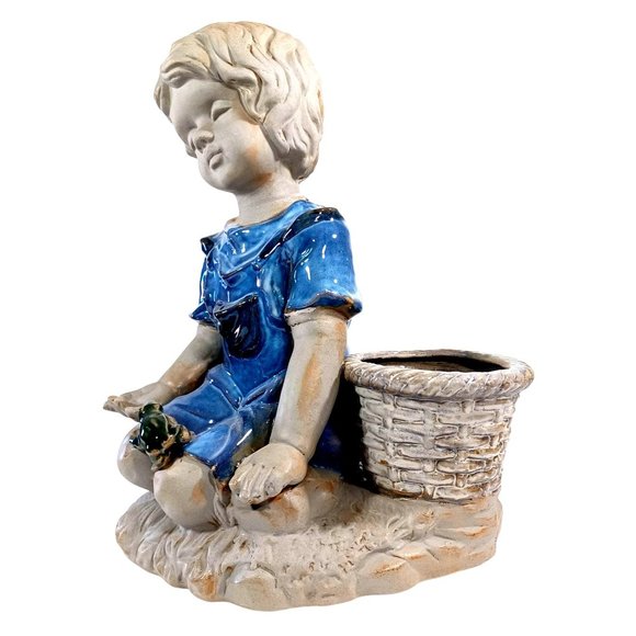 Royal Copenhagen 1950s Art Deco Mid Century Sculpture Child & Frog Planter Vase - Picture 3 of 10